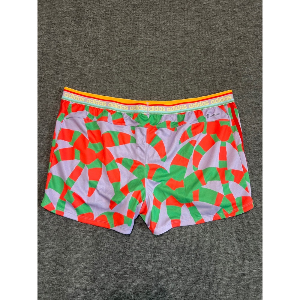 Adidas FARM Pacer Training Shorts Womens XL Purple Glow Red Green HS1198 New - Picture 2 of 13
